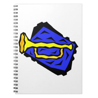 Stylized Yellow Trumpet Grapic Blue Background notebook