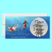 Suba Diving Santa And Seahorse Photo Card photo cards