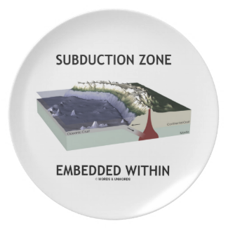 Subduction Zone Embedded Within (Geology Humor) Party Plate