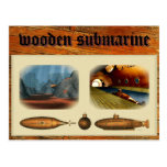submarino de madera tarjetas postales
