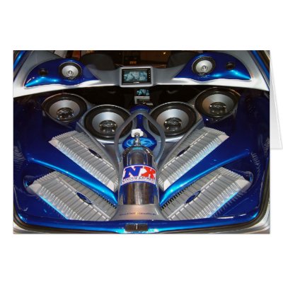 subs and amps greeting card by Libby