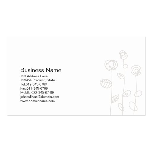 Substitute Teacher Business Card Doodle Flowers (back side)