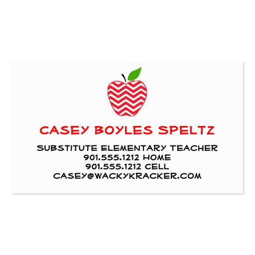 Substitute Teacher Business Cards (front side)