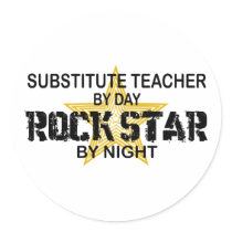 Substitute Teacher Rock Star by Night stickers