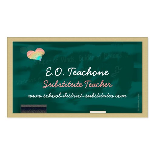 Substitute Teacher's Blackboard Profile Card Business Card (back side)