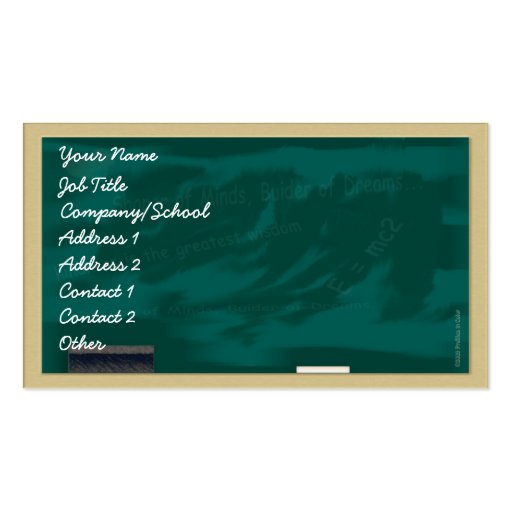 Substitute Teacher's Blackboard Profile Card Business Card