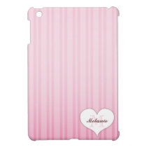 Subtle Pink Stripes - Custom Heart iPad Mini Case ipad mini cases
