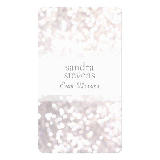 Subtle White Glitter Bokeh Elegant Chic Business Card (front side)