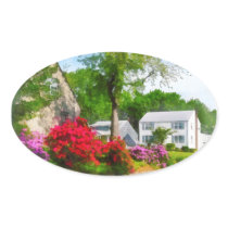 Suburban Azalea Garden Oval Sticker