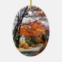 Suburban Street in Autumn Ornaments