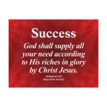 Success Philippians 4:19 Post Card