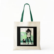 Successful Female in City Walking Poodle bags
