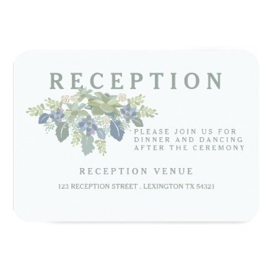Succulent Bouquet Floral Wedding Reception Card Personalized Announcements