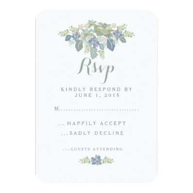 Succulent Bouquet Floral Wedding RSVP Response Personalized Announcement