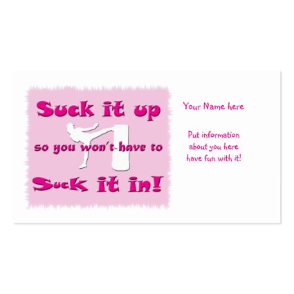 Suck it up … Suck it in! white Lady Kickboxer Business Card Template