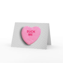 SUCK ME CANDY HEART GREETING CARD