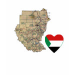 Sudan Flag Heart Map Fitted AA T-Shirt