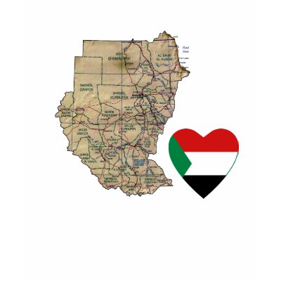 Sudan Flag Heart and Map