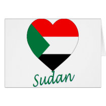 Sudan Flag Heart cards