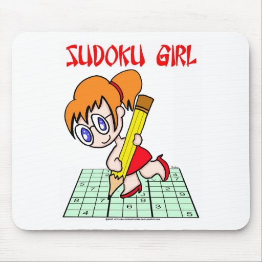 Sudoku Girl Red Hair Mouse Mats