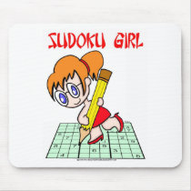 Sudoku Girl Red Hair mousepads by rexfmay Sudoku Girl Red Hair mousepads