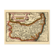 "Suffolck" Suffolk County Map postcards