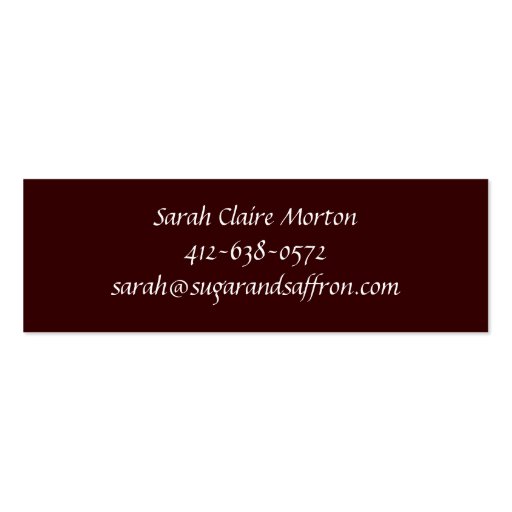 Sugar and Saffron Business Card (back side)