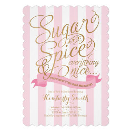 Sugar and Spice Baby Girl Baby Shower Invitation Custom Invitations