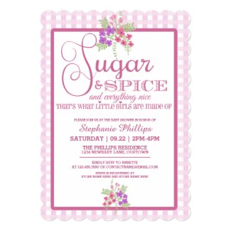 Sugar and Spice Baby Shower 5" X 7" Invitation Card