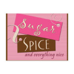 Sugar and spice baby shower postcard invites