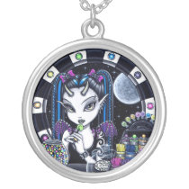 sugar, candy, store, cute, fairy, faery, fae, faerie, fantasy, lollipop, moon, art, myka, jelina, mika, Necklace with custom graphic design