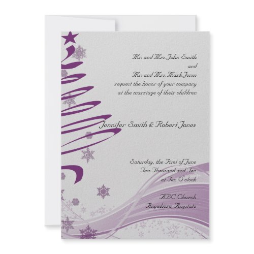 Sugar Plum Tree and Snowflakes in Purple invitation