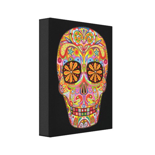 Sugar Skull Art On Canvas - Ready To Hang! 