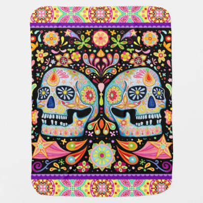 Sugar Skull Baby Blanket - Day of the Dead Art