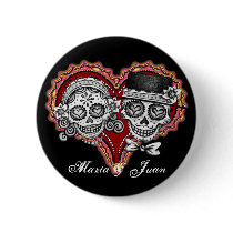Sugar Skull Buttons - Customize with your names!