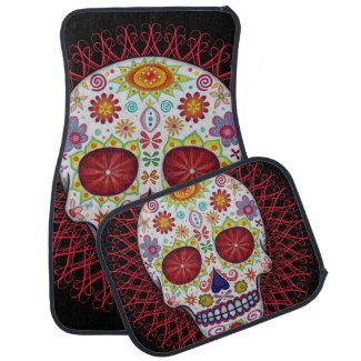 Sugar Skull Car Mats - Day of the Dead Car Mat Set