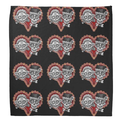 Sugar Skull Couple Bandana Day Of The Dead Art