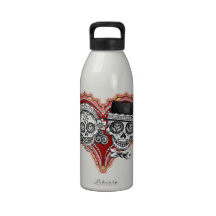 Sugar Skull Couple Day of the Dead Water Bottle