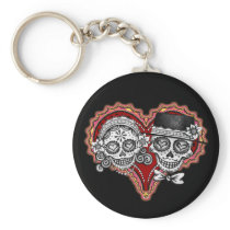 Sugar Skull Couple Keychain