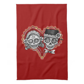 Sugar Skull Couple Kitchen Towel - Day of the Dead