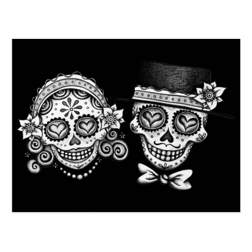 Sugar Skull Couple Postcard