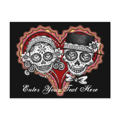 Sugar Skull Couple Postcard - Add Your Own Text!
