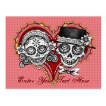 Sugar Skull Couple Postcard - Add Your Own Text!