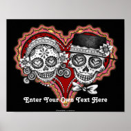 Sugar Skull Couple Print or Poster - CUSTOMIZE it!