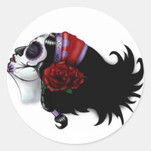Sugar Skull Design Round Sticker
