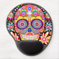Sugar Skull Gel Mousepad - Colorful Groovy Art