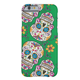Sugar Skull Halloween Green Barely There iPhone 6 Case
