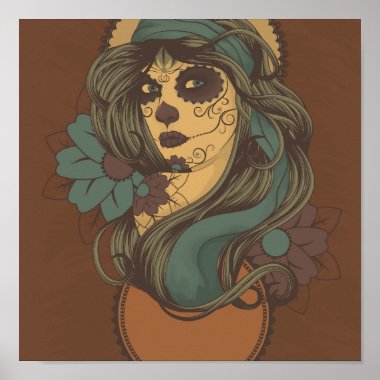 Sugar Skull Lady art Design print