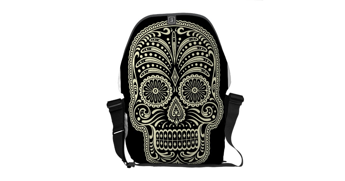 black skull messenger bag