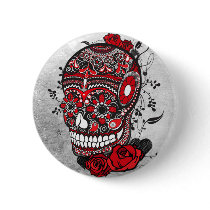 Sugar Skull Mexican Calveras Illustration buttons